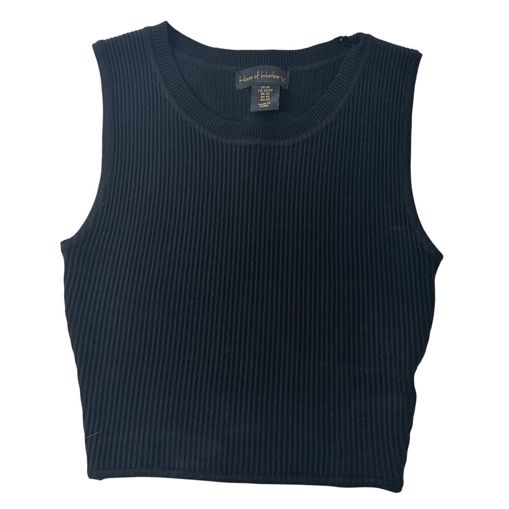 House of Harlow Black Form Fitted Thick Ribbed Tank Top Size XS